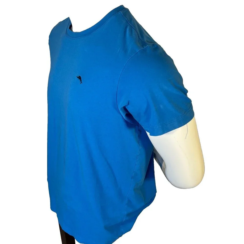 Tommy Bahama Tee Shirt Mens L Blue with Navy Embroidered Swordfish Logo Crewneck - Picture 3 of 9